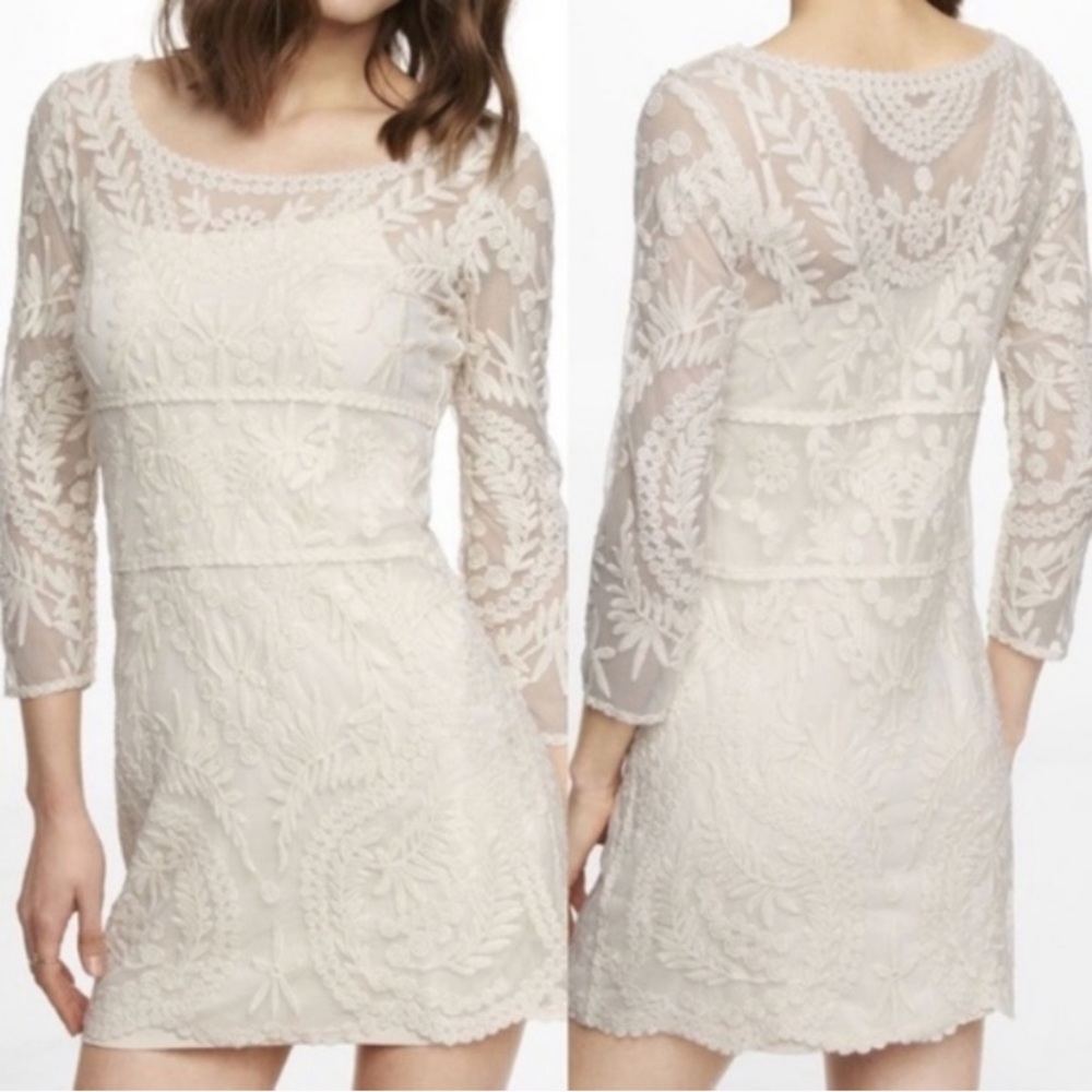 Express cream lace boho mini dress